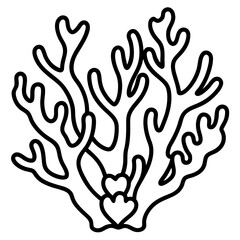 Obraz premium Coral reef with heart designs line art vector