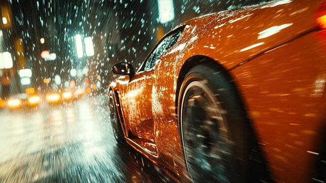 A cinematic action scene of a spy escaping in a high-speed car chase, intense and dynamic