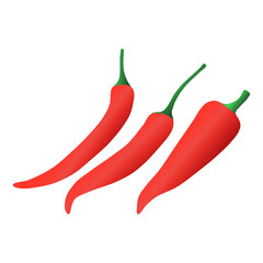 Hot Red Chili Peppers Cooking Ingredient Vector. Fresh Red Chili Pepper Element.