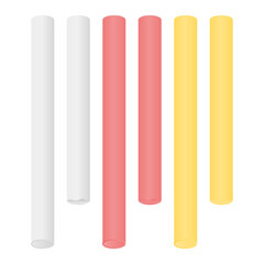 Chalk Blackboard School Stationery Vector. White Red Yellow Chalk Element.