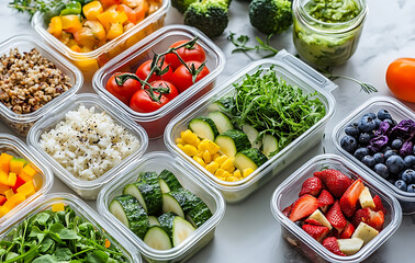 Healthy meal prep, representing personalized healthcare plans; focus on cardiovascular health improvement and mental resilience. 