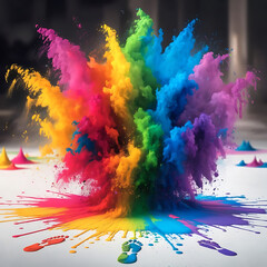 Fototapeta premium picture of splash of colour powder in a holi festival india 