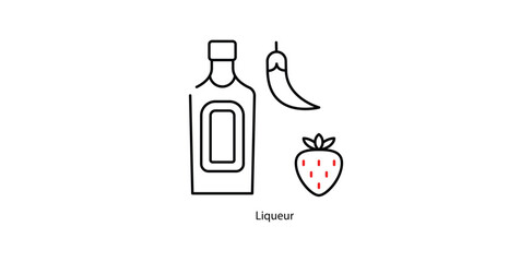 Liqueur Vector Icon - Sweet and Flavored Alcoholic Drink Bottle Illustration