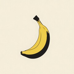 Bright yellow banana with a slight curve against a light background for a playful design