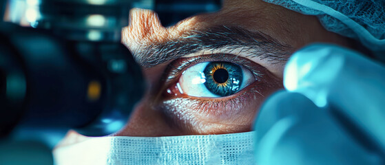 Surgeon utilizing advanced microsurgery techniques for precise vision correction during detailed eye operation