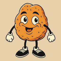 Cartoon Cookie Character with Happy Expression and Arms and Legs