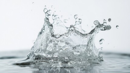 Clear coconut water splashes against a white backdrop.