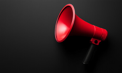 Red Megaphone on Solid Black Background for a Bold and Eye-Catching Design