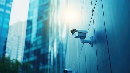 Modern City Surveillance: CCTV Cameras Enhance Urban Security System with Advanced Technology.