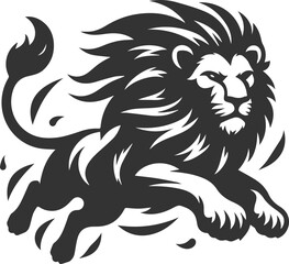 A lion charging forward with fearless energy