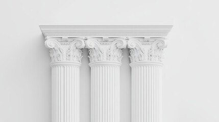 Obraz premium Elegant white corinthian columns with intricate capitals and fluted shafts