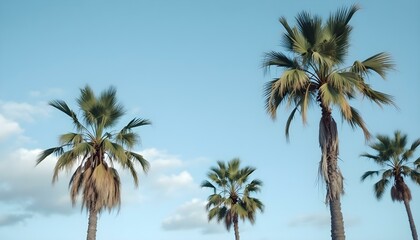 Fototapeta premium Una playa con palmeras y un cielo azul