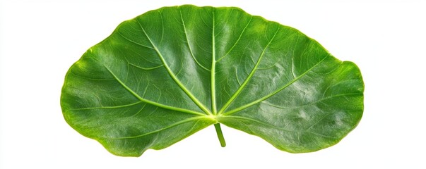 Fototapeta premium Large Green Leaf on White Background for Natural Texture Display