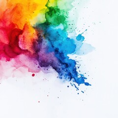 Fototapeta premium Dynamic Watercolor Splash Painting Vibrant Rainbow Hues Creating an Artistic Expression on Canvas