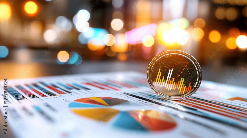 Poster data driven financial insights and analytics displayed on desktop workspace