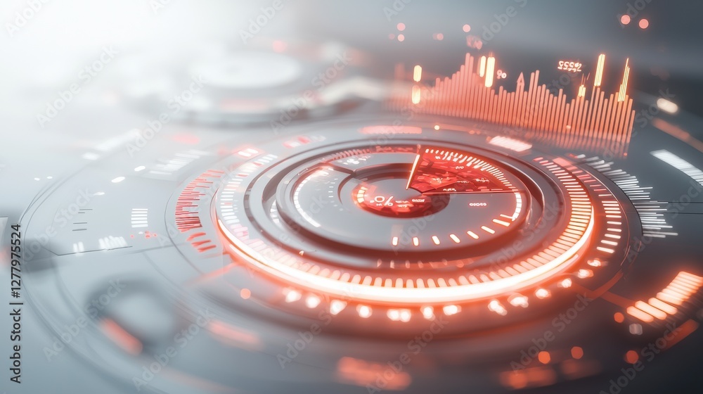 Poster futuristic financial data analytics dashboard with virtual interactive graphs and charts