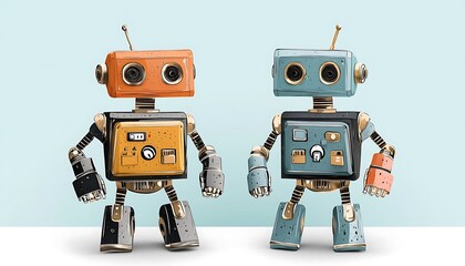 Fototapeta premium 3d Vector Robot chatbot, AI support in technology and business concept 3d Vector Robot chatbot, AI support in technology and business concept. Vector. robot