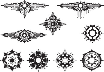 Set of elements for flat design, patterns, ornaments, mandalas. Hand drawn vector illustration	