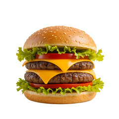 Juicy Double Cheeseburger: Recipe & Image isolated on transparent background