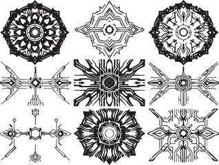 Set of elements for flat design, patterns, ornaments, mandalas. Hand drawn vector illustration	