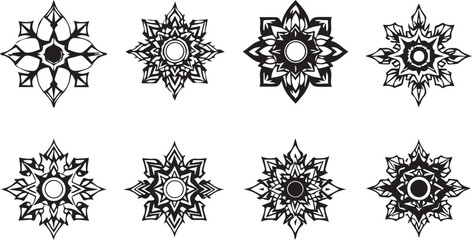 Set of elements for flat design, patterns, ornaments, mandalas. Hand drawn vector illustration	