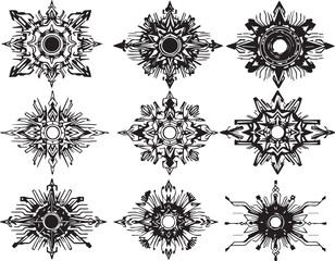 Set of elements for flat design, patterns, ornaments, mandalas. Hand drawn vector illustration	