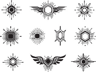 Set of elements for flat design, patterns, ornaments, mandalas. Hand drawn vector illustration	