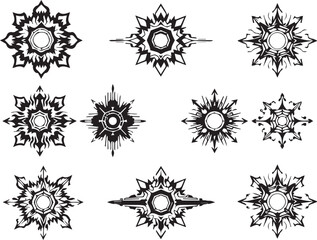 Set of elements for flat design, patterns, ornaments, mandalas. Hand drawn vector illustration	