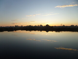 sunset over the river in ukraine