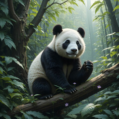 Fototapeta premium panda in jungle