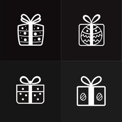 Minimalist Easter 2025 gift box icon, with egg decoration, monochrome, flat design, vector art