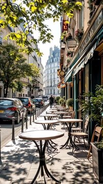 Parisian Street Cafe: Sunny Day Atmosphere