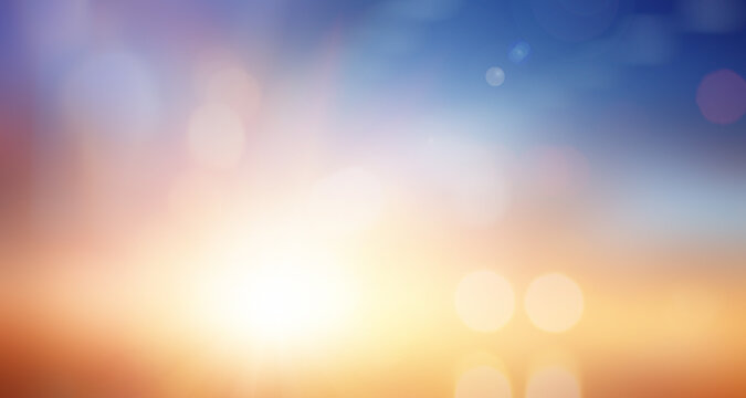 Abstract blurred background with bokeh effect. Sunset. 