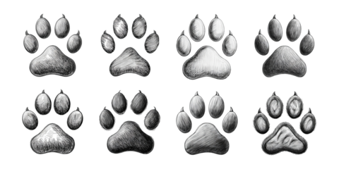 Various Artistic Designs of Animal Paw Prints in Different Styles