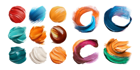 Vibrant Swirls and Strokes of Colorful Paint Isolated on White Background
