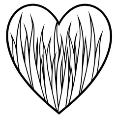 Grass Cluster in Heart Shape Outline