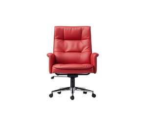 Fototapeta premium Red leather armchair isolated, PNG