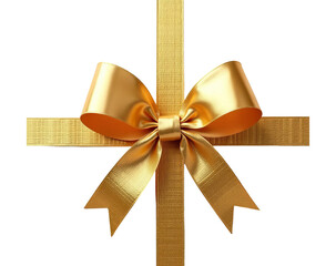 Fototapeta premium Golden ribbon bow isolated on white, PNG