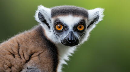 Fototapeta premium Close-up portrait of a ring-tailed lemur with intense eyes