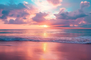 Gardinen Dramatic sunset over tranquil beach © Abuabdurrahman