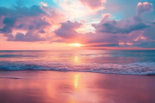 Dramatic sunset over tranquil beach