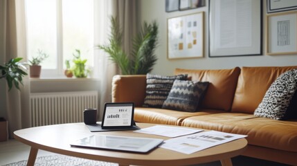 Housing costs review in a warm, minimalist family living room. Featuring balance and understanding