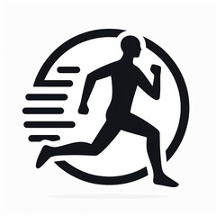 Sports athlete running man silhouette icon logo on white background 