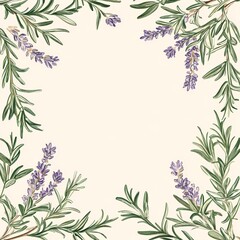 Lavender and rosemary border design for crafts, home decor, or invitations