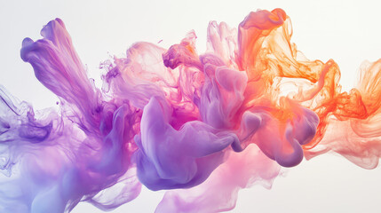 Fototapeta premium Vibrant ink explosion in purple and orange with fluid motion and soft abstract texture