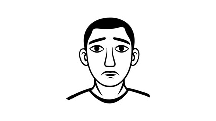 funny sad cartoon man, sad cartoon man with funny face, funny sad man icon