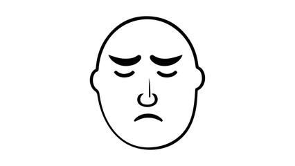 face of a sad man, sad face simple silhouette in vector, simple sad face vector illustration