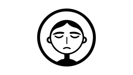 vector illustration of a person with sad face, sad face person in circle vector simple illustration