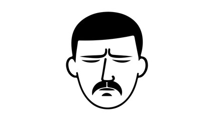 sad man with mustache vector illustration, sad mustache man vector illustration
