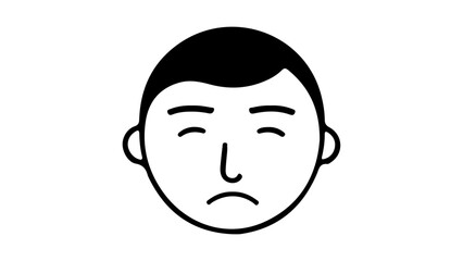 man with a sad face vector illustration, simple outline vector illustration of a sad face 